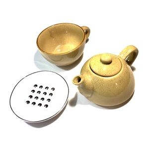 New Pier 1 Stackable Stoneware Teapot & Cup Set